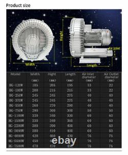 370W High Pressure Vortex Centrifugal Fan Vacuum Pump Booster Air Blower Fan