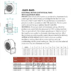 Aluminium Centrifugal Fan Radial Fan 80-760m³/H Various Sizes