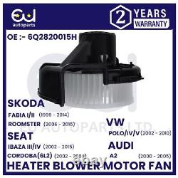 Heater Blower Motor Fan For Audi A1 A2 Skoda Fabia Mk1 Mk2 Mk3 Roomster Rhd