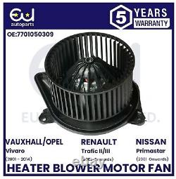 Heater Blower Motor Fan For Opel Vauxhall Vivaro A X83 2001-2014 91158686 Rhd