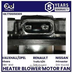 Heater Blower Motor Fan For Opel Vauxhall Vivaro A X83 2001-2014 91158686 Rhd