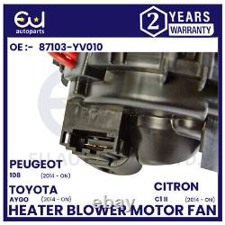 Heater Blower Motor Fan For Peugeot 108 Citroen C1 Toyota Aygo 18+ 87103-yv010