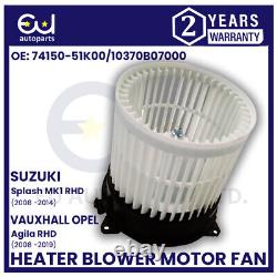 Heater Blower Motor Fan For Suzuki Splash Mk1 Vauxhall Opel Agila 08-16 Rhd
