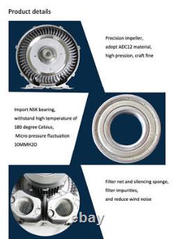 Pompe à vide à ventilateur centrifuge Vortex de 370W 380V Booster 3 phases souffleur d'air sec