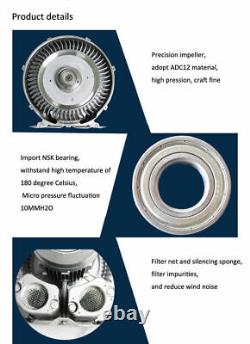 Ventilateur centrifuge à vortex haute pression de 370W, pompe à vide, booster de souffleur d'air