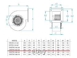 Ventilateur centrifuge radial turbo Ventilateur centrifuge à escargot 650 m³/h, tailles