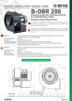 Ventilateur centrifuge turbo centrifuge 230V 400V ventilateur radial 1800m H ³