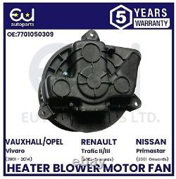 Ventilateur de moteur de soufflante de chauffage pour Opel Vauxhall Vivaro A X83 2001-2014 91158686 Rhd