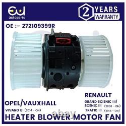 Ventilateur de moteur de soufflante de chauffage pour Renault Scenic III Jz0/1 Trafic 3 Vauxhall Vivaro B