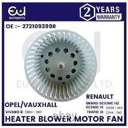 Ventilateur de moteur de soufflante de chauffage pour Renault Scenic III Jz0/1 Trafic 3 Vauxhall Vivaro B