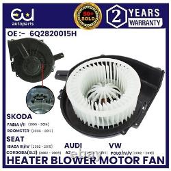 Ventilateur de moteur de souffleur de chauffage pour Audi A1 A2 Skoda Fabia Mk1 Mk2 Mk3 Roomster Rhd